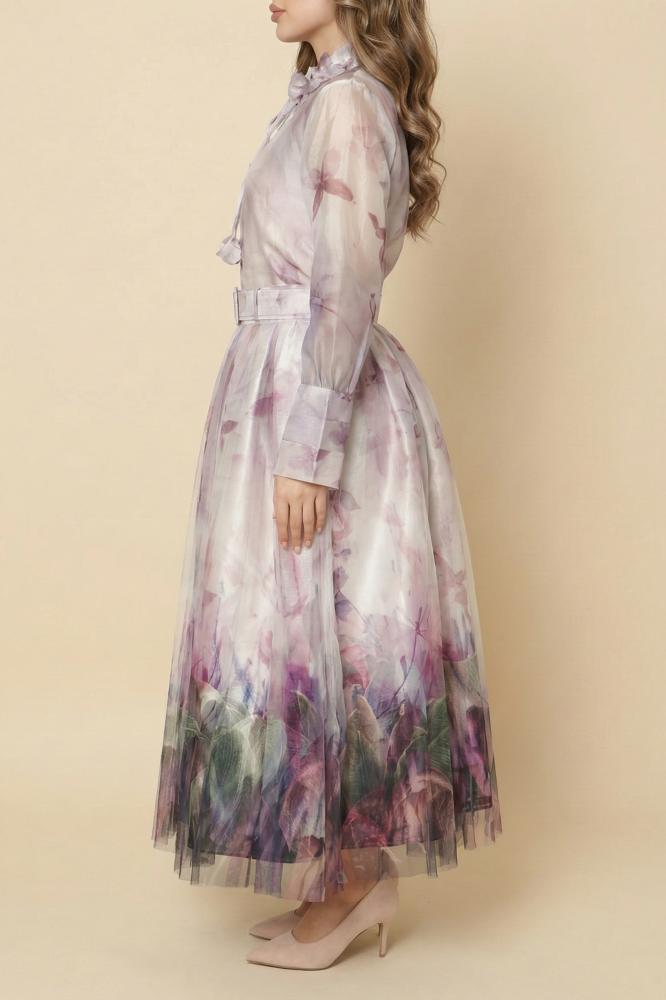 Purple organza skirt and blouse set المقاس:(S - 36)