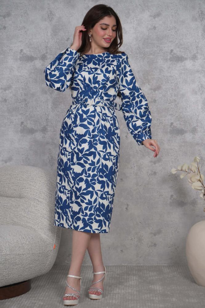 Classic floral print midi dress المقاس:(XL - 42)