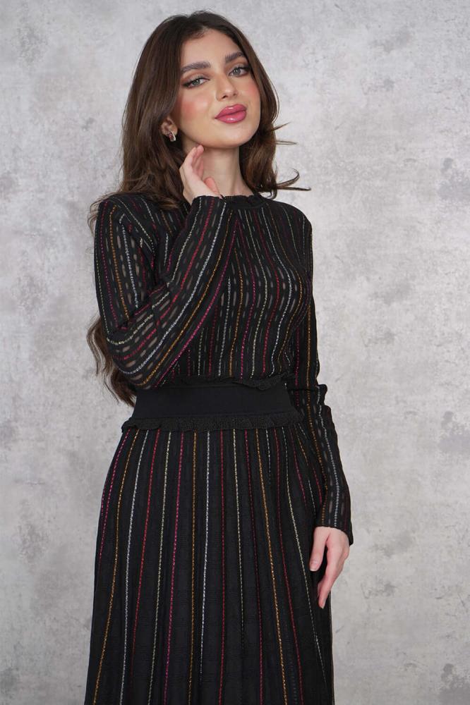 striped midi dress المقاس:(L - 40)