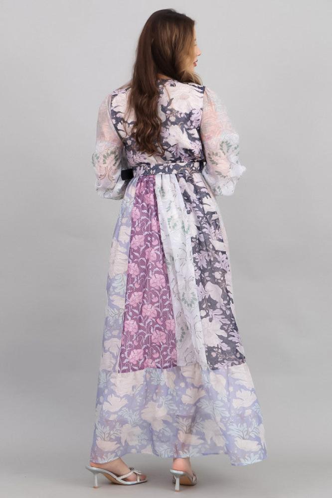 Pastel floral print dress in mauve المقاس:(M)