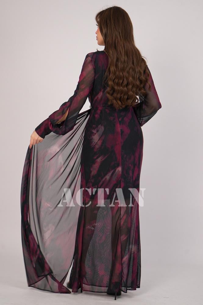 Burgundy Side Split Maxi Dress المقاس:(M - 38)