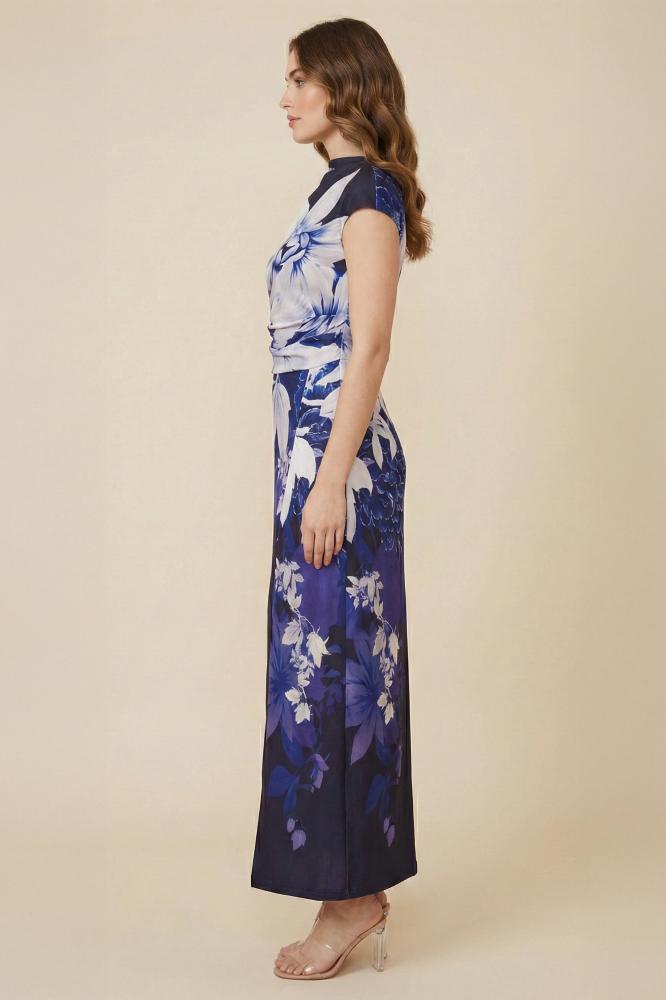 Floral print crepe maxi dress المقاس:(L - 40)