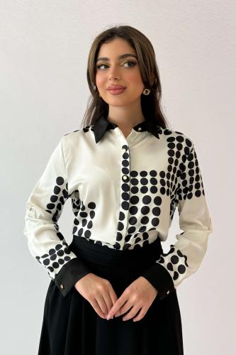 Polka Dot Turn-Down Collar Shirt المقاس:(S- 36)