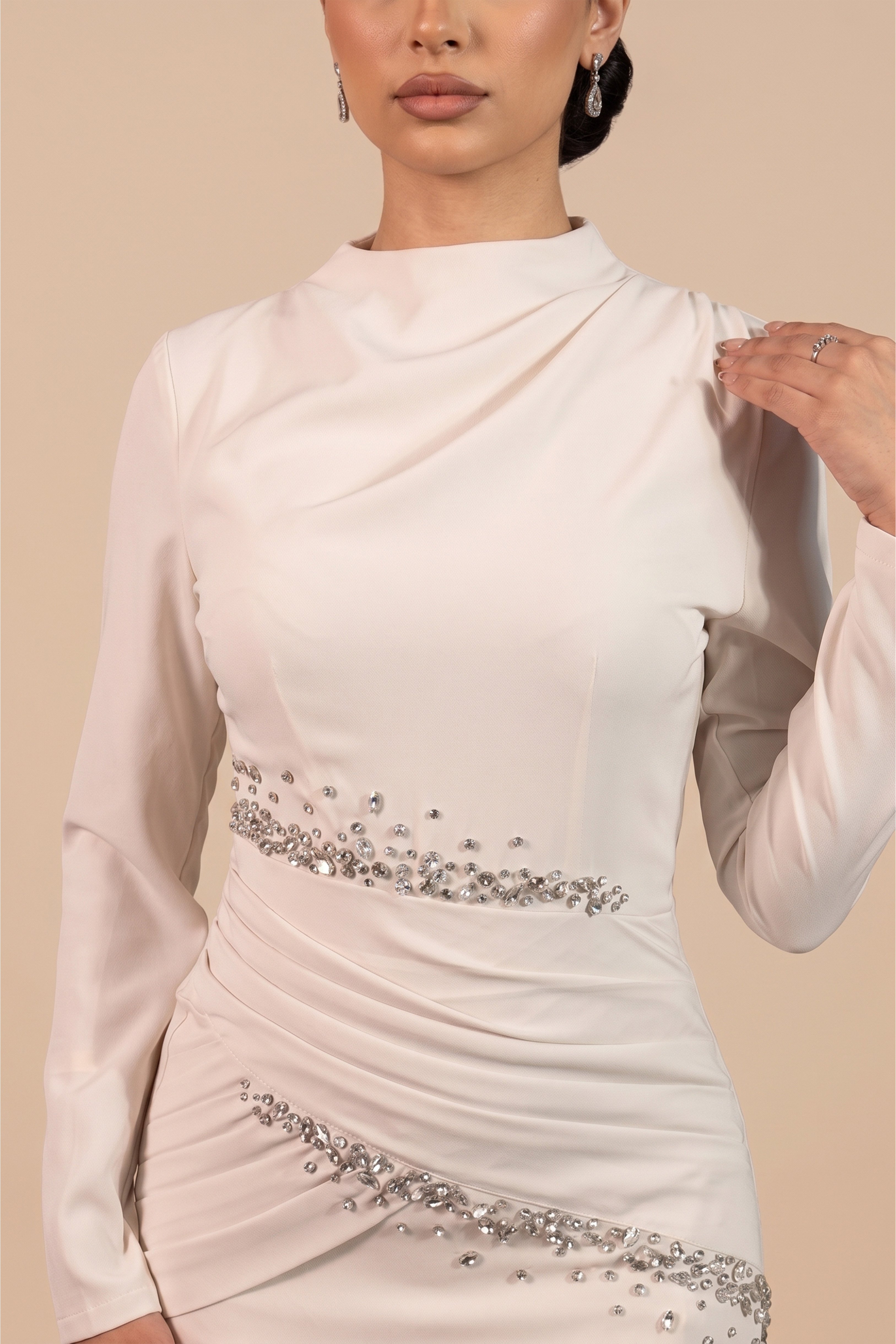 open lace back dress Worsted Wool Gabardine Trouser in Tan (Self Sizer Double Reverse Pleat main image 0