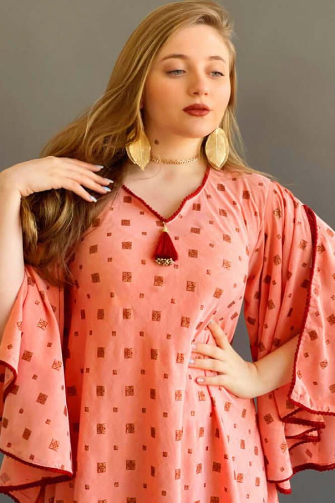 Women's fuchsia wide jalabiya المقاس:(L)