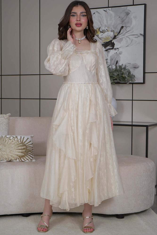 Organza dress lined with lace المقاس:(S - 36)