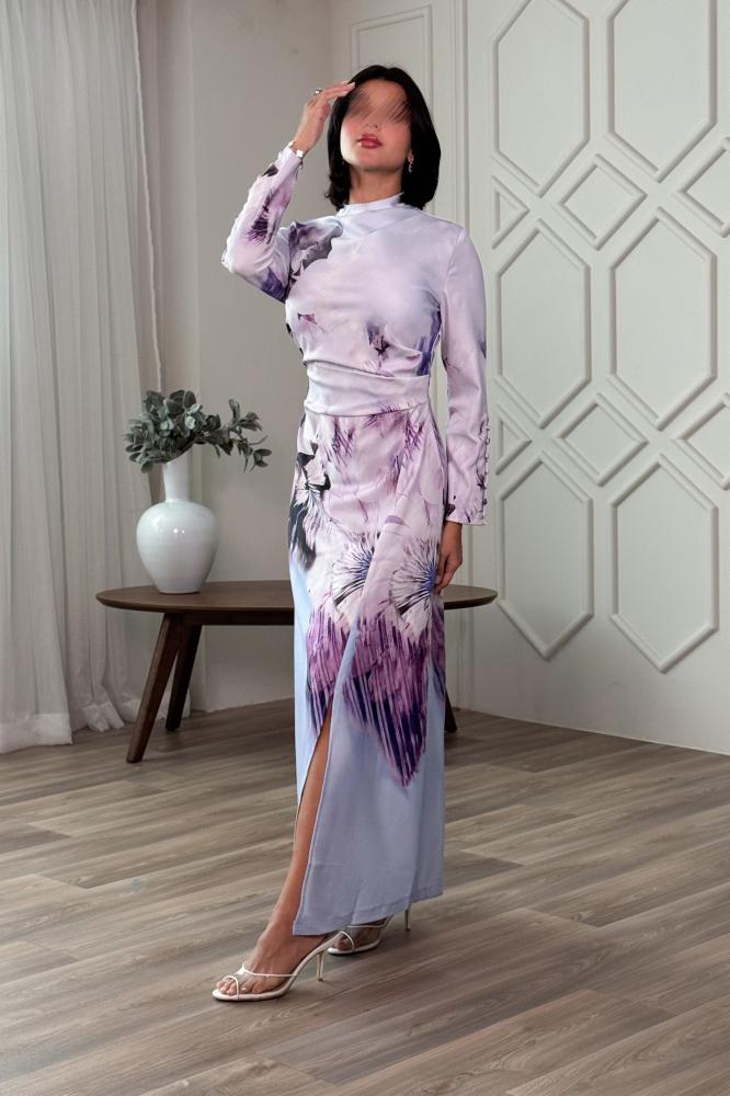 Floral print bodycon maxi dress المقاس:(M - 38)