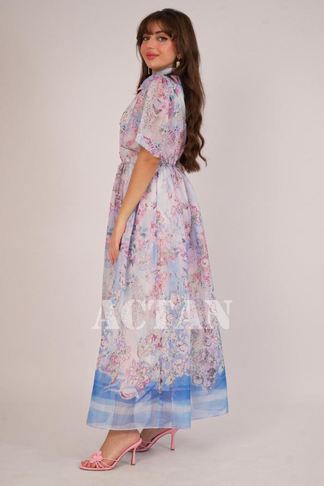 Floral print draped maxi dress المقاس:(XXL - 44)