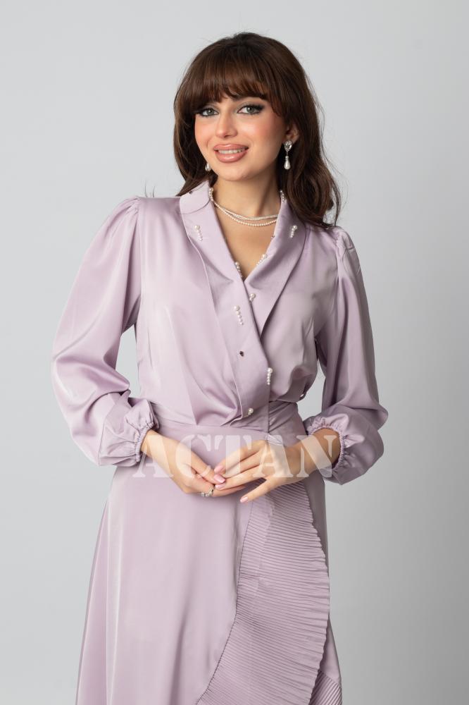 Pearl-embellished midi dress المقاس:(M - 38)