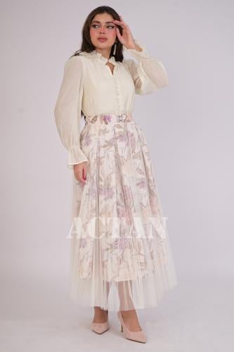 Floral skirt and blouse set المقاس:(L - 40)