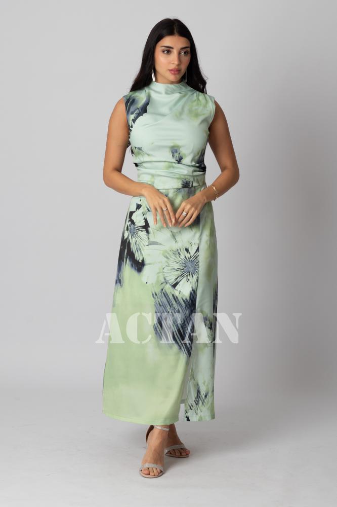 Floral print crepe maxi dress المقاس:(M - 38)