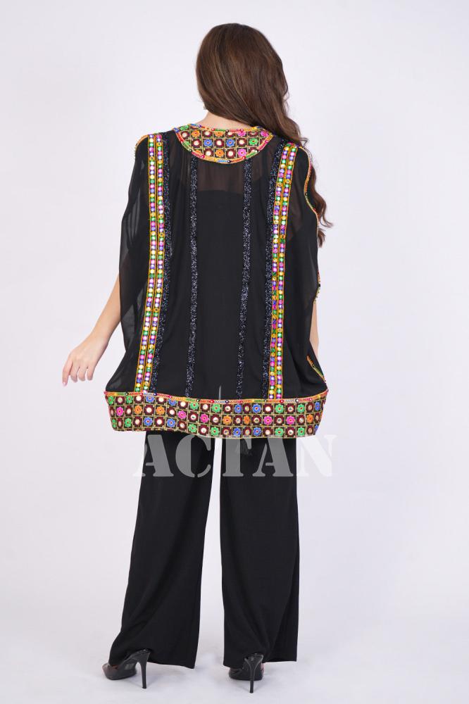 Jumpsuit with embroidered cape المقاس:(M)