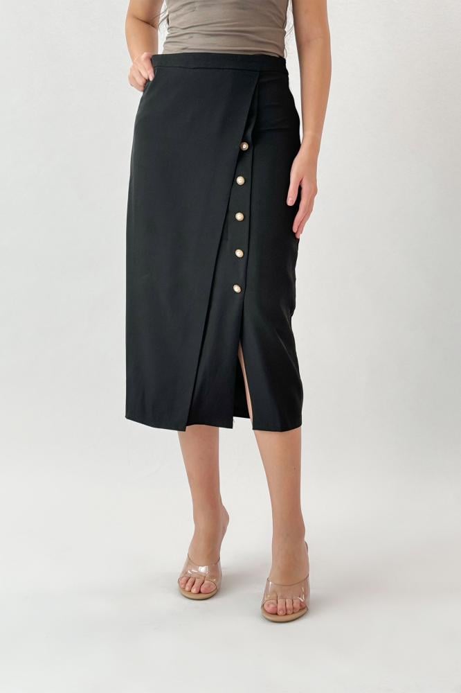 Bazarir Lulu midi skirt, black المقاس:(L)