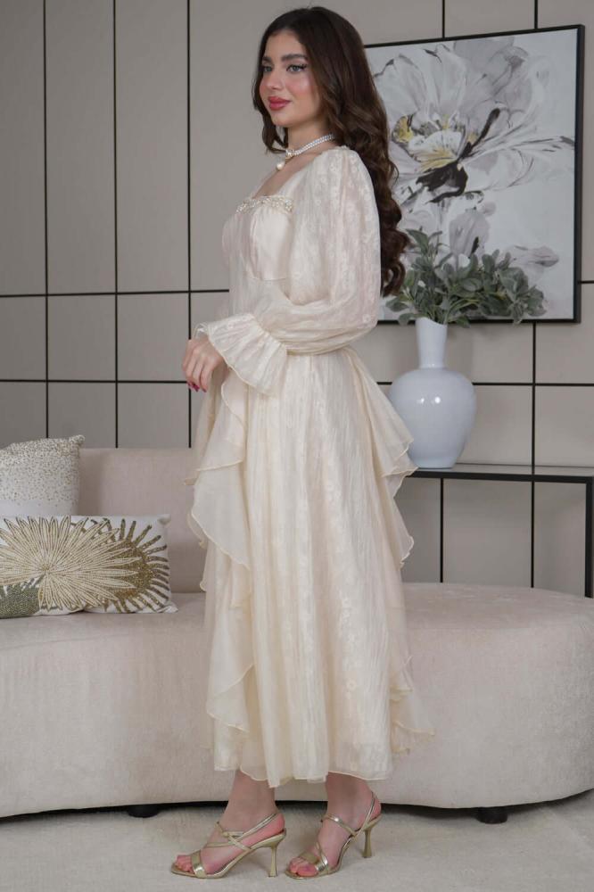 Organza dress lined with lace المقاس:(S - 36)
