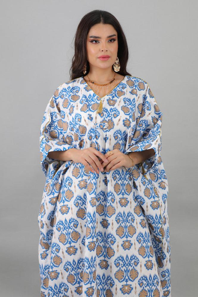Blue butterfly print jalabiya المقاس:(Free Size)