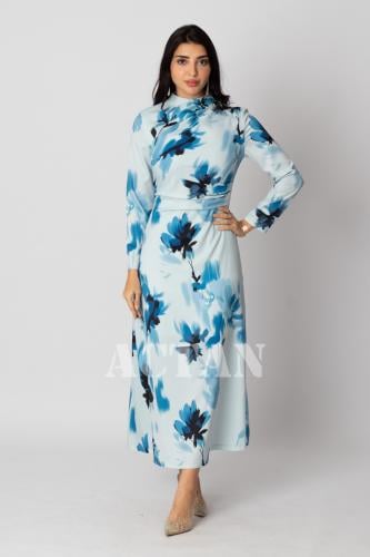 Floral print crepe midi dress المقاس:(M - 38)