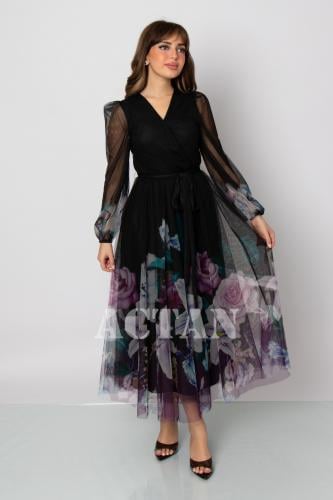 Floral midi dress المقاس:(XXL - 44)