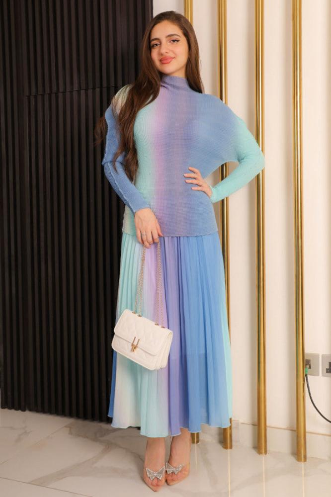 Two-piece spring set, skirt and blouse in different colors المقاس:(XL - 42)