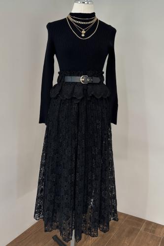 Lace Sweater Midi Dress المقاس:(L - 40)