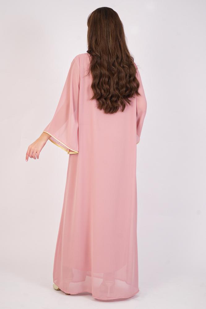Maxi jalabiya with a collar decorated with stones المقاس:(M)