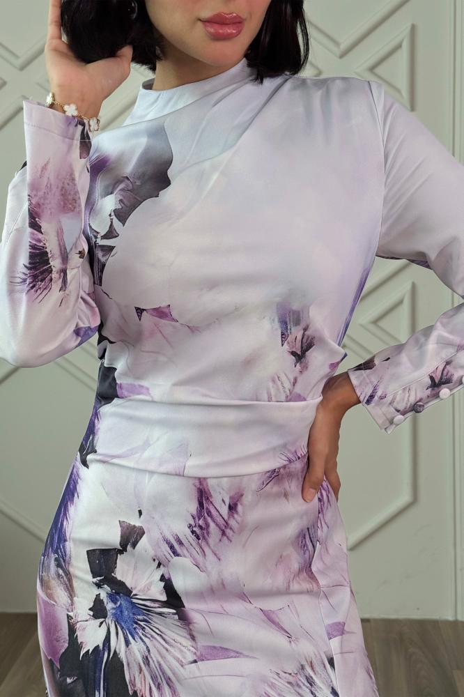 Floral print bodycon maxi dress المقاس:(M - 38)