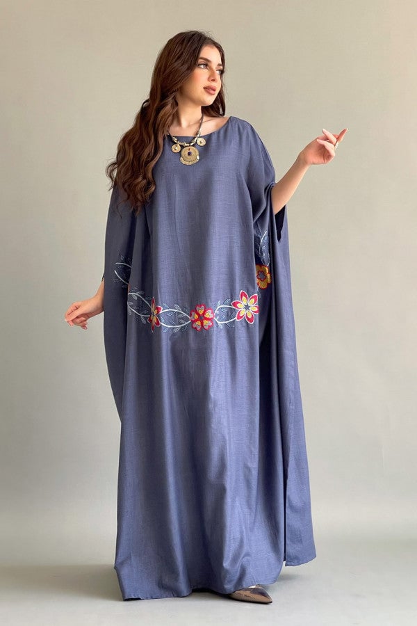 A blue floral jalabiya