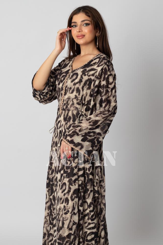 Long leopard print jalabiya المقاس:(M - 38)
