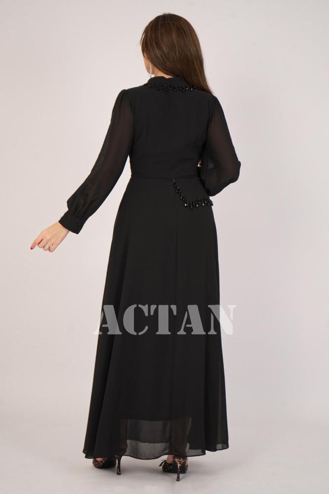 Long black fringed dress المقاس:(S - 36)
