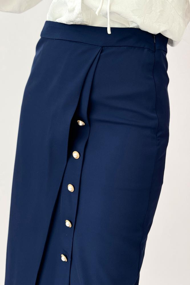 Bazarir Lulu midi skirt, navy blue المقاس:(L)