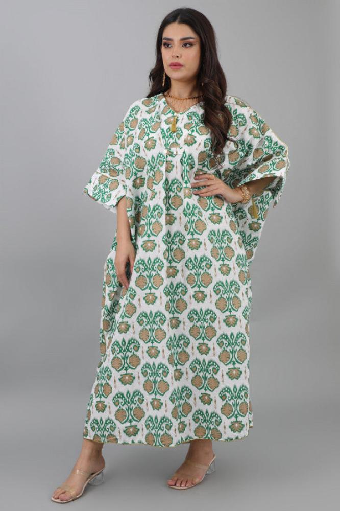 Green butterfly print jalabiya المقاس:(Free Size)