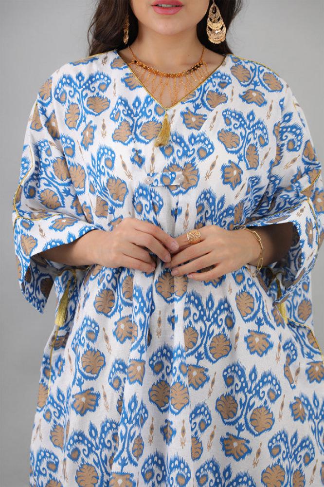 Blue butterfly print jalabiya المقاس:(Free Size)