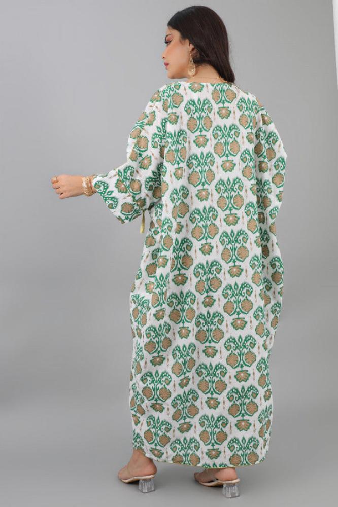 Green butterfly print jalabiya المقاس:(Free Size)