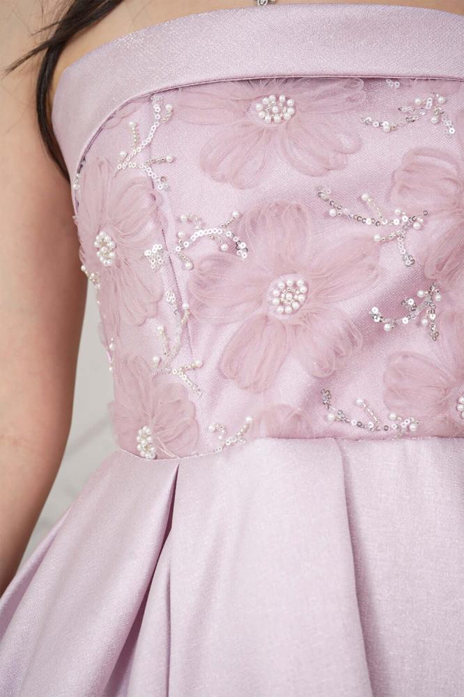 Pink floral midi top dress المقاس:(L)