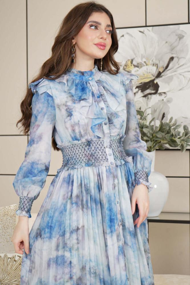 Classic elegant maxi dress with buttons المقاس:(S - 36)