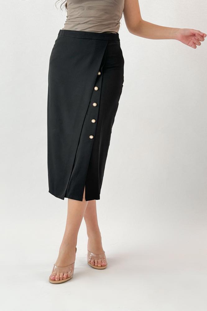 Bazarir Lulu midi skirt, black المقاس:(L)