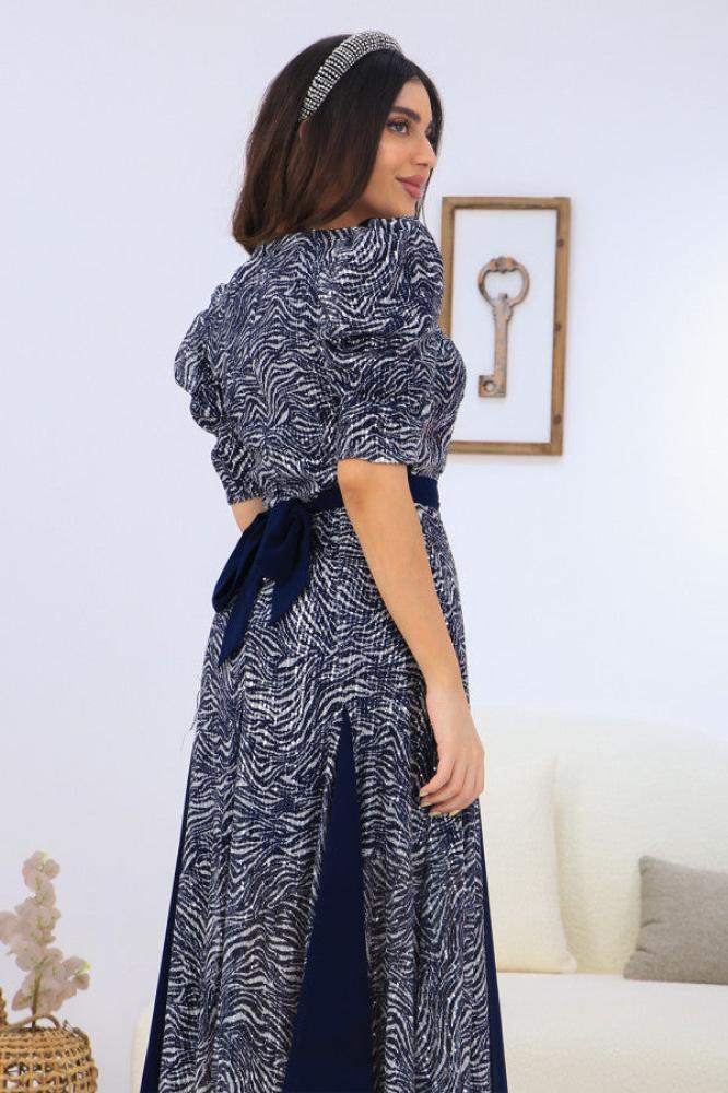 Navy blue sugar sequin dress المقاس:(L - 40)