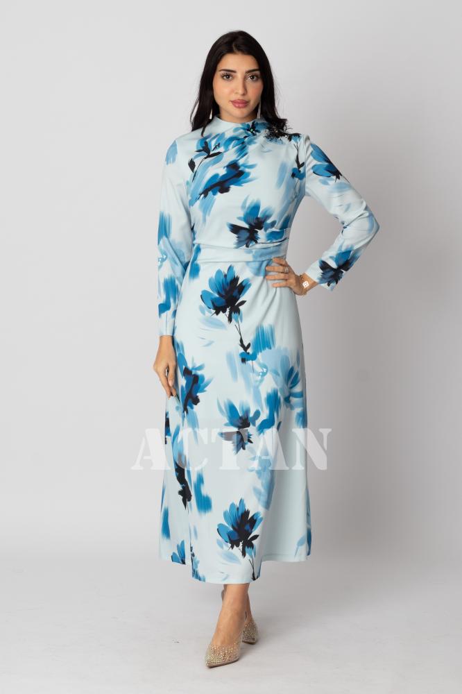 Floral print crepe midi dress المقاس:(M - 38)