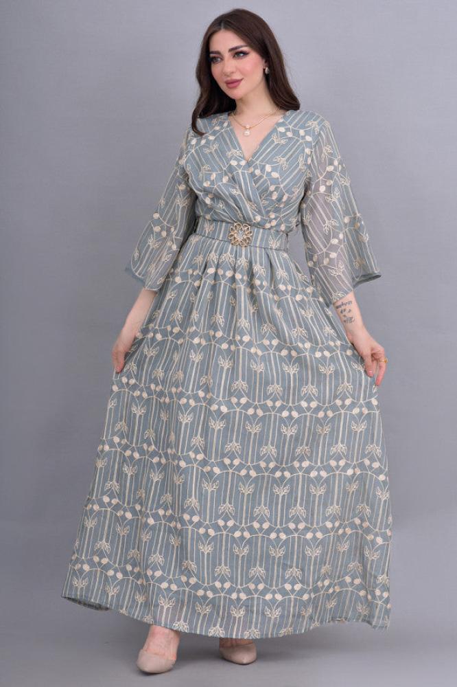 Tiffany Gold Embroidered Lace Dress المقاس:(S)