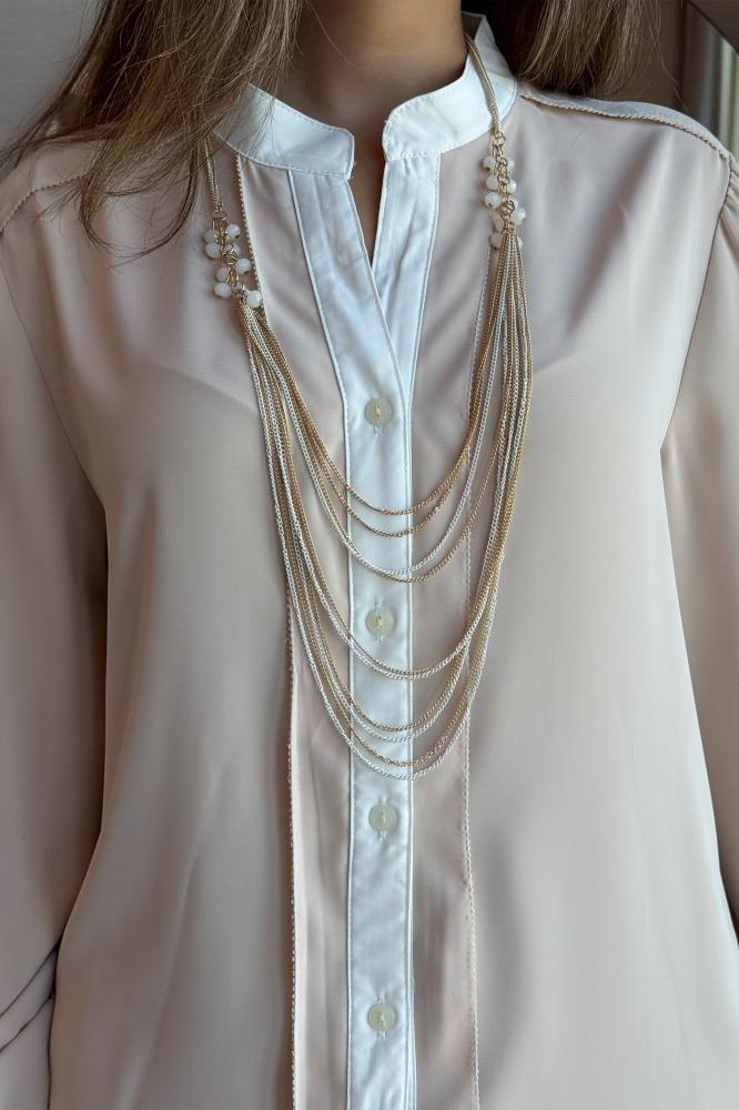 قميص ناعم بسلسال لون بيج مقاس:(XL - 42)