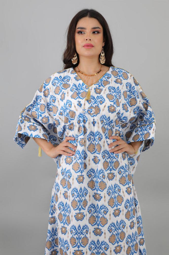 Blue butterfly print jalabiya المقاس:(Free Size)