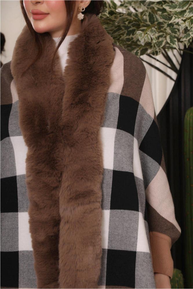 Khaki Plaid Sweater Jacket المقاس:(Free Size)