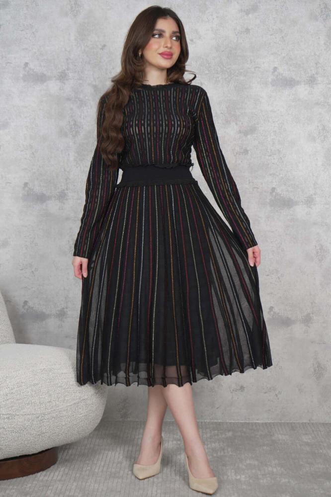 striped midi dress المقاس:(L - 40)