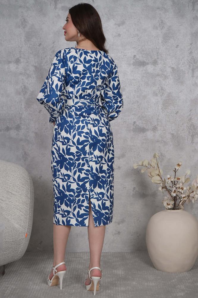 Classic floral print midi dress المقاس:(XL - 42)