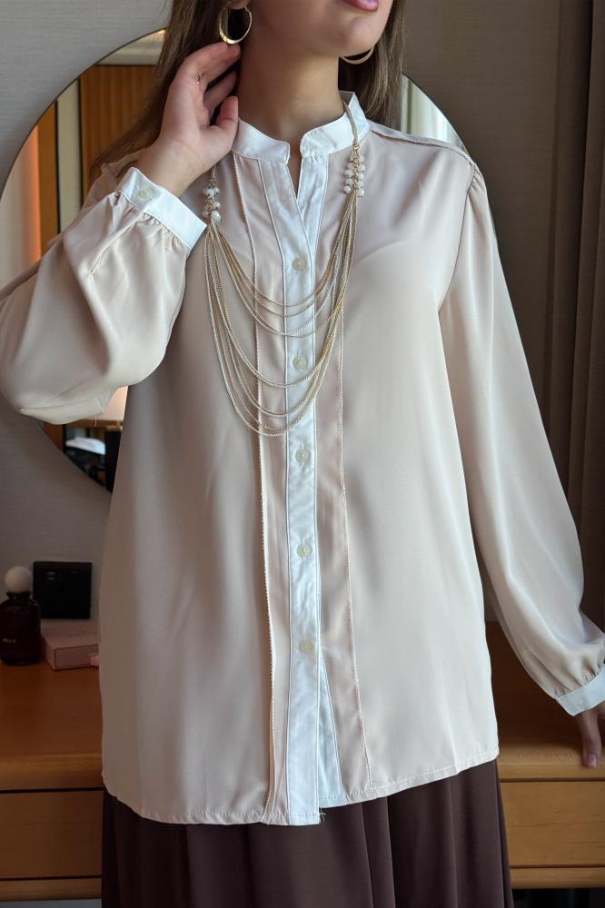 قميص ناعم بسلسال لون بيج مقاس:(XL - 42)