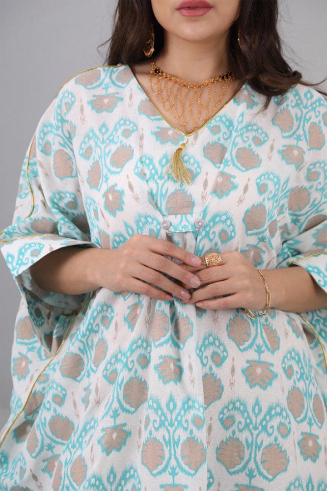 Butterfly design jalabiya with Tiffany prints المقاس:(Free Size)