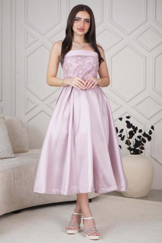 Pink floral midi top dress المقاس:(L)