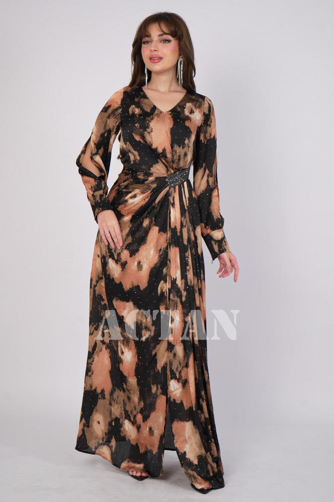 Side pleated maxi dress المقاس:(XL - 42)