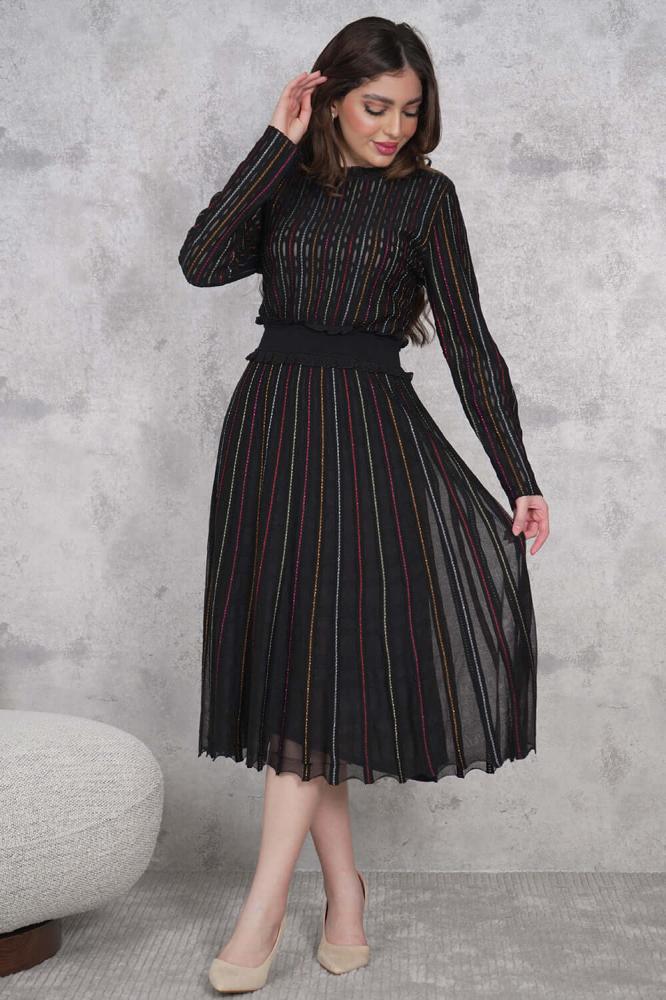 striped midi dress المقاس:(L - 40)