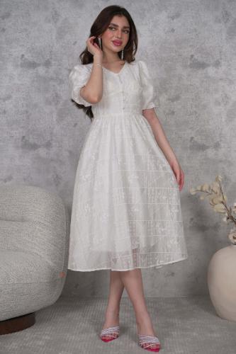 Beaded collar midi dress المقاس:(L - 40)
