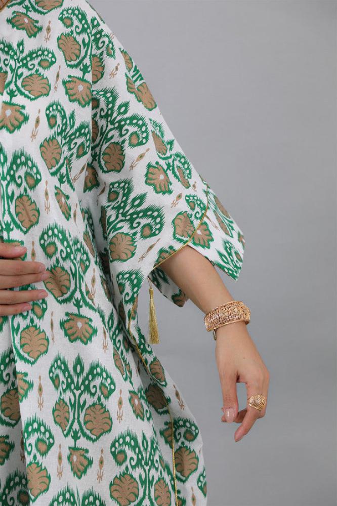 Green butterfly print jalabiya المقاس:(Free Size)